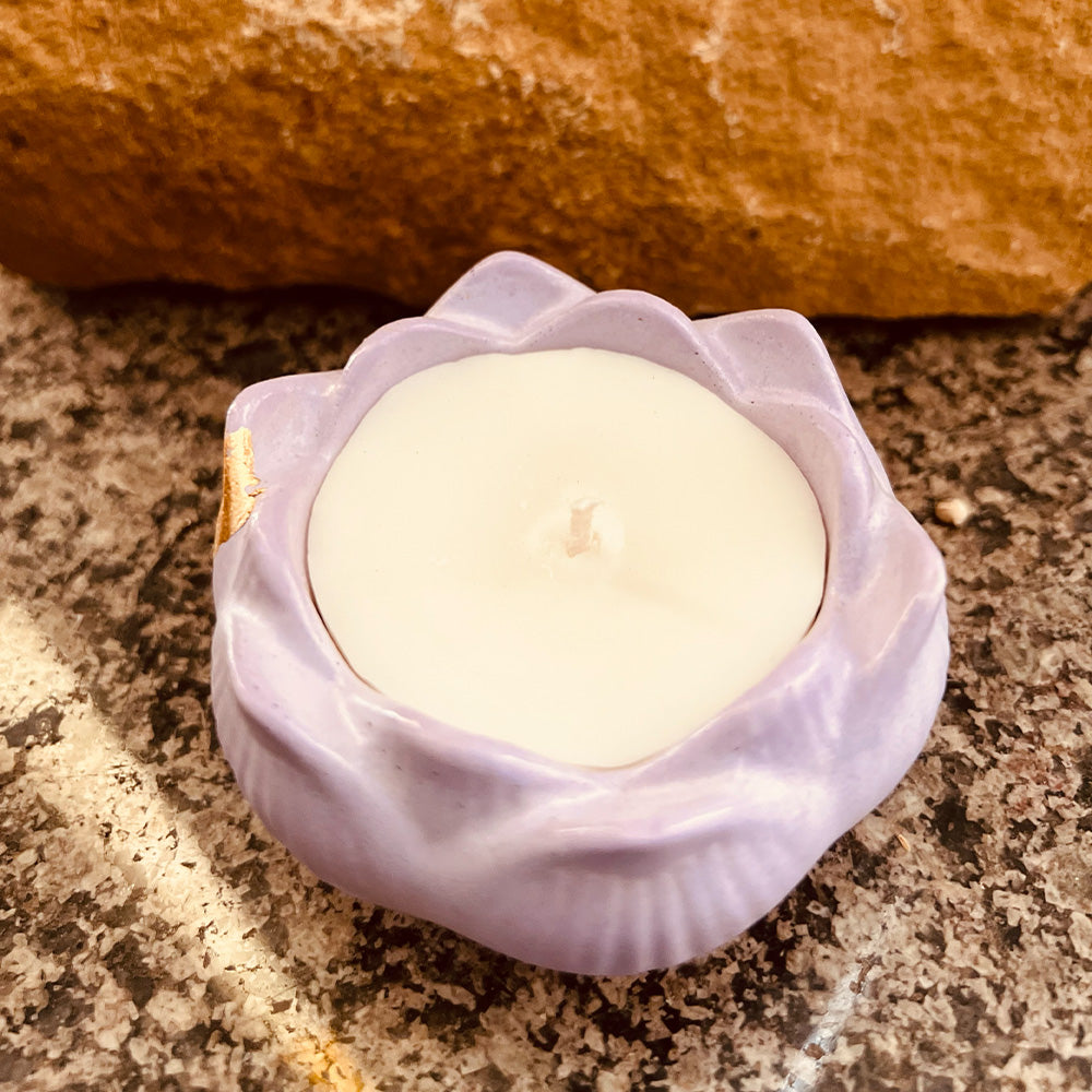 Purple Lotus Concrete Diya